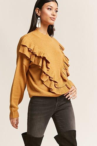 Forever21 Ruffle Mock Neck Sweater