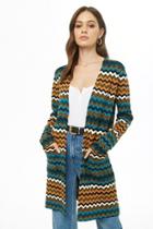 Forever21 Multicolored Zigzag Print Cardigan
