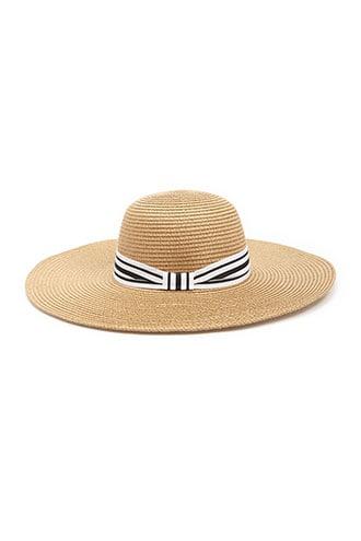 Forever21 Striped Ribbon Floppy Hat