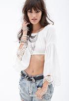 Forever21 Cropped Gauze Peasant Top