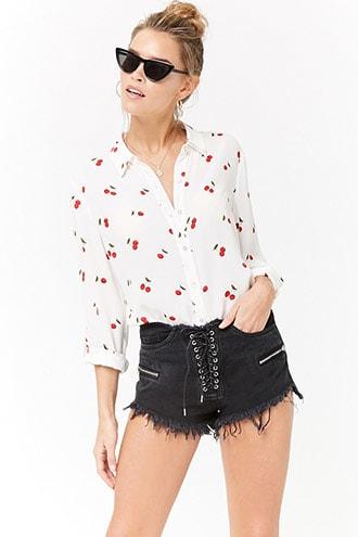 Forever21 Lace-up Denim Cutoff Shorts