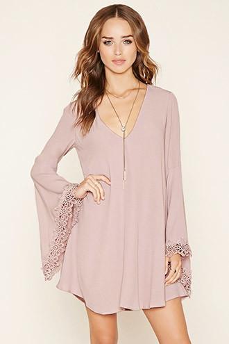 Forever21 Women's  Crochet-trim Mini Dress