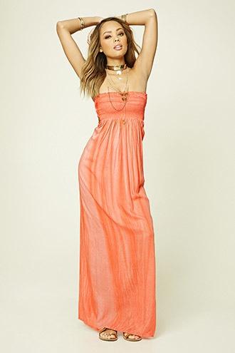 Forever21 Women's  Boho Me Strapless Maxi Dress