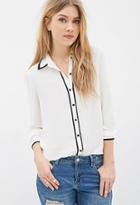 Forever21 Contrast-piped Chiffon Blouse