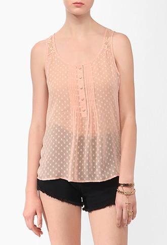 Forever21 Sleeveless Dotted Swiss Top