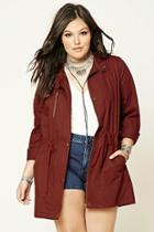 Forever21 Plus Women's  Burgundy Plus Size Drawstring Jacket