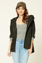 Forever21 Women's  Black Button-front Utility Jacket
