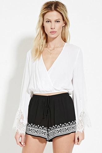 Forever21 Women's  Geo-embroidered Shorts