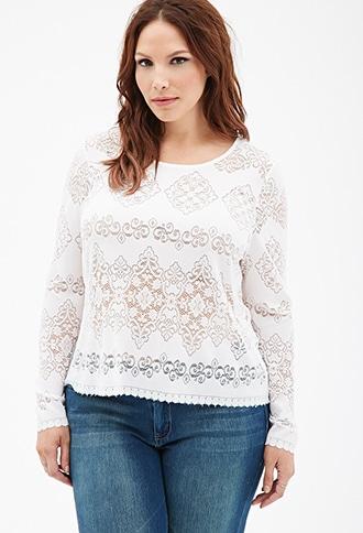 Forever21 Semi-sheer Pointelle Top