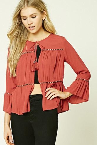Forever21 Self-tie Peasant Cardigan