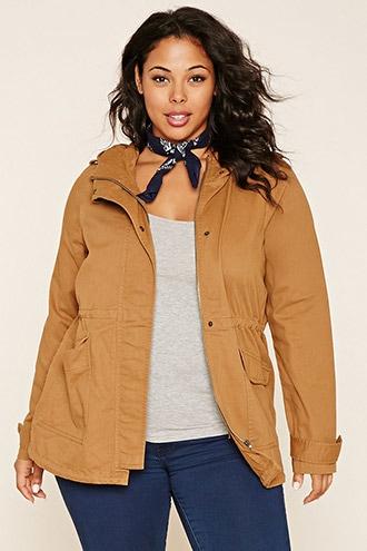 Forever21 Plus Women's  Cocoa Plus Size Utility Jacket