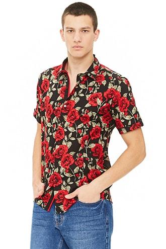 Forever21 Barabas Rose Print Shirt