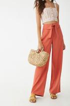 Forever21 Belted Foldover Wide-leg Pants
