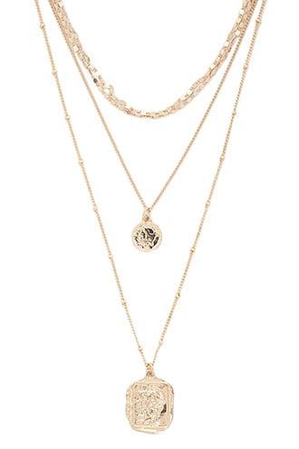 Forever21 Layered Coin Pendant Chain Necklace