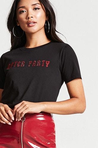 Forever21 After Party Rhinestone Tee