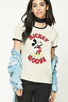 Forever21 Women's  Mickey Mouse Graphic Ringer Tee