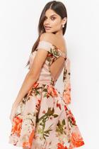 Forever21 Floral Off-the-shoulder Cutout Dress