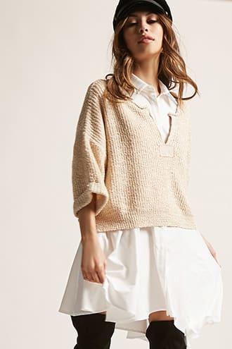 Forever21 Boxy V-cutout Sweater