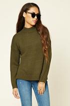 Forever21 Women's  Olive High Neck Sweater Top