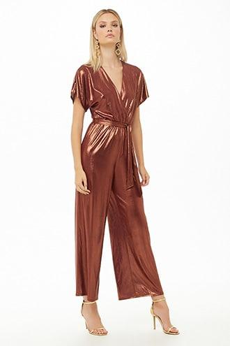 Forever21 Metallic Dolman Sleeve Jumpsuit