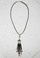 Forever21 Triangle Fringe Pendant Necklace (black/b.silver)