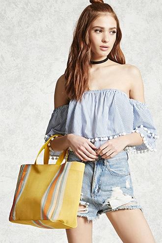 Forever21 Woven Striped Tote Bag