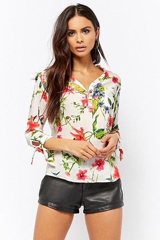 Forever21 Floral Button-front Top