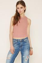Forever21 Women's  Light Pink Ribbed Knit Top