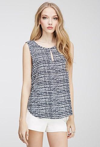 Forever21 Keyhole Abstract Print Blouse