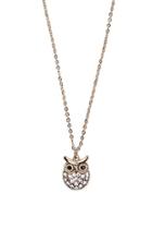 Forever21 Gold & Clear Rhinestone Owl Pendant Necklace