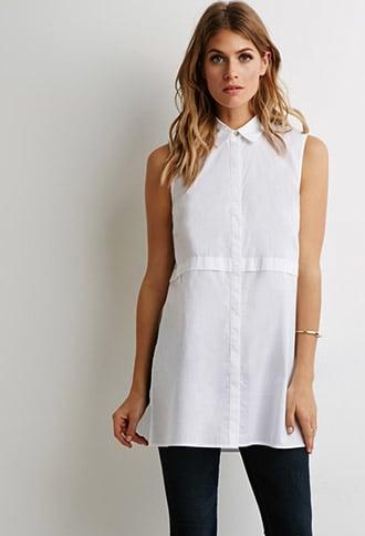 Forever21 Contemporary Longline Side-slit Shirt