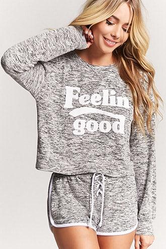 Forever21 Feelin Good Graphic Pajama Top