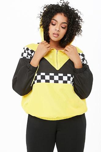 Forever21 Plus Size Checkered & Mesh Colorblock Anorak
