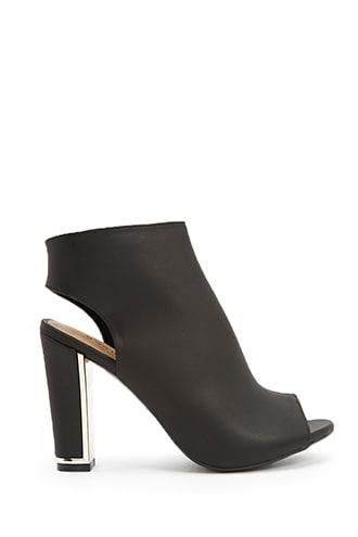 Forever21 Faux Leather Peep-toe Cutout Ankle Boots