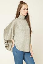 Forever21 Women's  Oatmeal Marled Knit Turtleneck Top