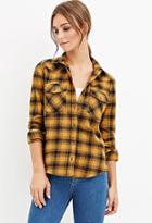 Forever21 Women's  Tartan Plaid Flannel Shirt (mustard/black)