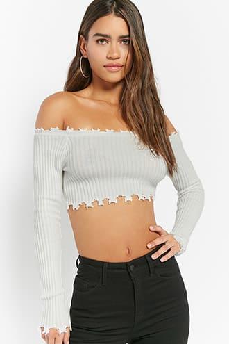 Forever21 Distressed Crop Top