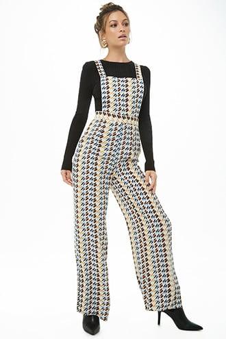 Forever21 Houndstooth Pinafore Jumpsuit