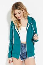 Forever21 Plus Women's  Teal Classic Zip-up Hoodie