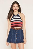 Forever21 Striped Sweater Knit Crop Top