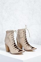Forever21 Yoki Faux Suede Lace-up Heels