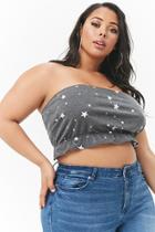 Forever21 Plus Size Marled Star Print Ruffle Cropped Tube Top