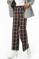 Forever21 Plaid Wide-leg Ankle Pants