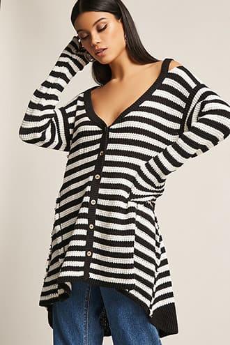 Forever21 Stripe High-low Cardigan
