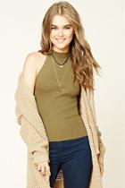 Forever21 Women's  Olive Mock-neck Sweater Top