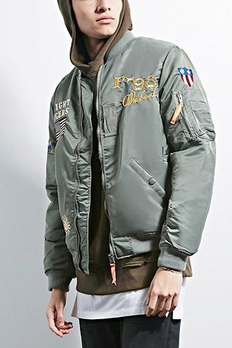 Forever21 Lebaz Embroidered Bomber Jacket