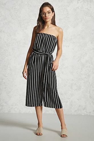 Forever21 Striped Off-the-shoulder Jumpsuit