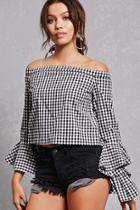 Forever21 Gingham Ruffle-sleeve Top