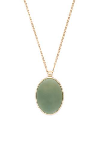 Forever21 Jade & Gold Faux Stone Pendant Necklace