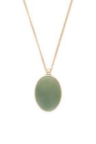 Forever21 Jade & Gold Faux Stone Pendant Necklace